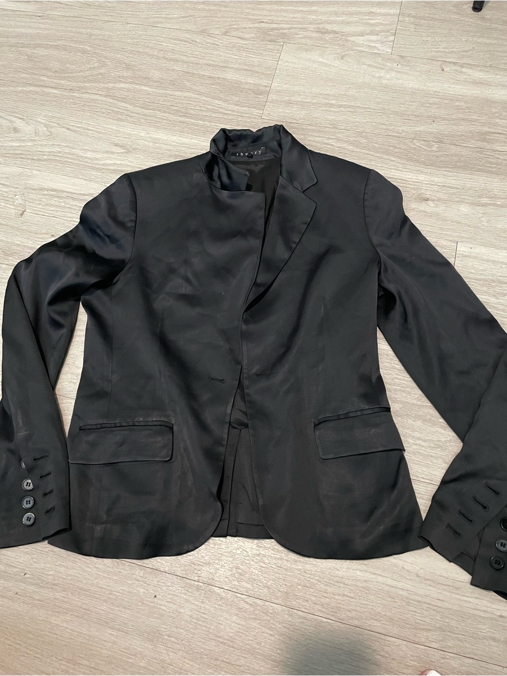 Theory Black Women’s Satin-Look Blazer Jacket